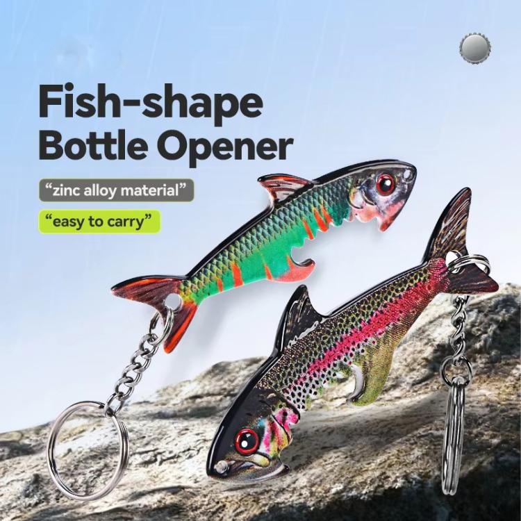 Fish-shaped Bottle Opener Metal Iron Plate Bait Shape Key Chain Hanging Bag Accessories, Sardine, Herring, Juvenile Bass, Rainbow Trout, Zebrafish