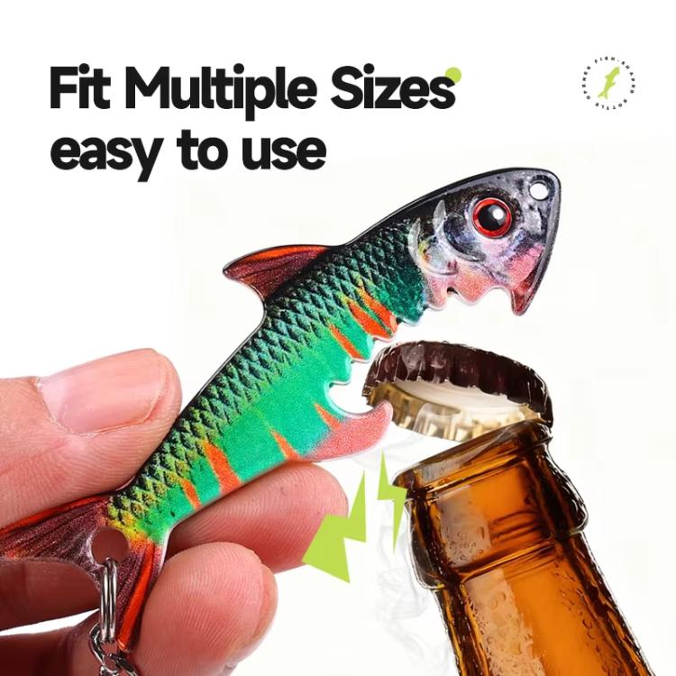 Fish-shaped Bottle Opener Metal Iron Plate Bait Shape Key Chain Hanging Bag Accessories, Sardine, Herring, Juvenile Bass, Rainbow Trout, Zebrafish