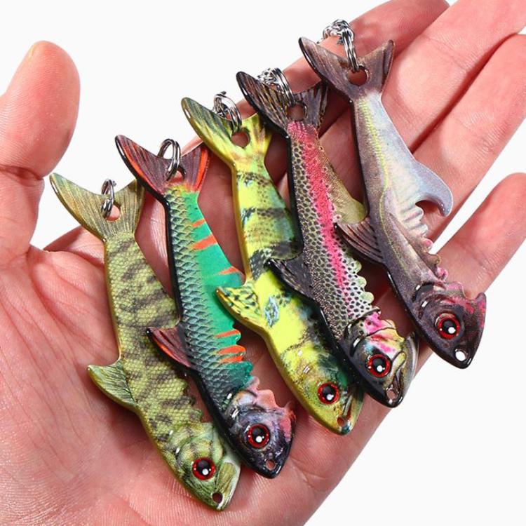 Fish-shaped Bottle Opener Metal Iron Plate Bait Shape Key Chain Hanging Bag Accessories, Sardine, Herring, Juvenile Bass, Rainbow Trout, Zebrafish
