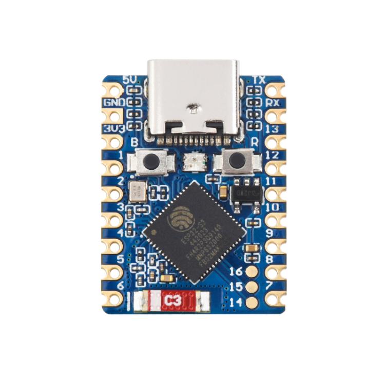 WAVESHARE 2.4GHz Wi-Fi Mini Development Board Based ESP32-S3 Dual-Core Processor, No Pin Header, Soldered Pin Header