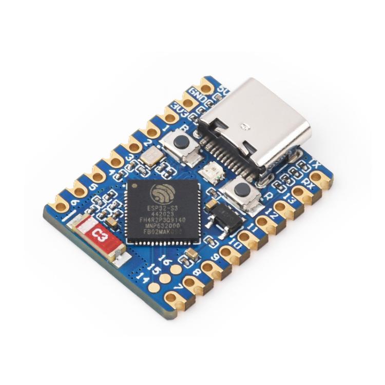 WAVESHARE 2.4GHz Wi-Fi Mini Development Board Based ESP32-S3 Dual-Core Processor, No Pin Header, Soldered Pin Header