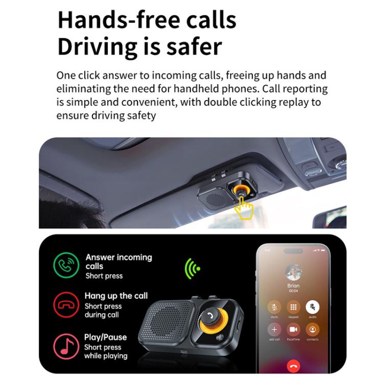 Sun Visor-Style Bluetooth Car Speaker For Hands-Free Calling And Navigation