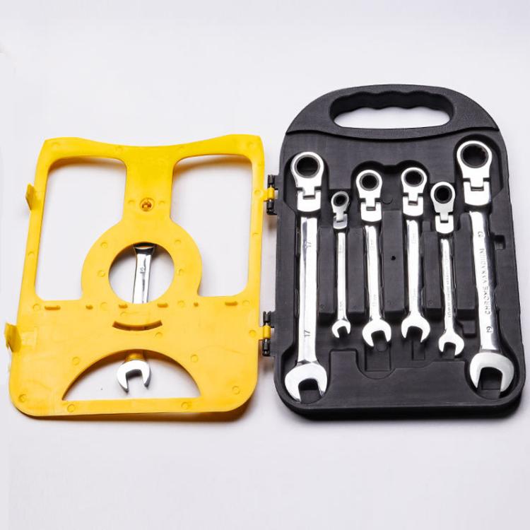 7pcs /Set Dual-Drive Ratchet Wrench 8-19mm Quick-Release Non-Slip Socket Spanner, Fixed Head, Flex Head
