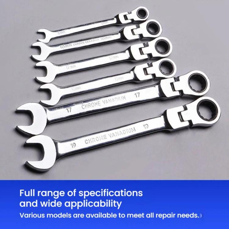 7pcs /Set Dual-Drive Ratchet Wrench 8-19mm Quick-Release Non-Slip Socket Spanner, Fixed Head, Flex Head