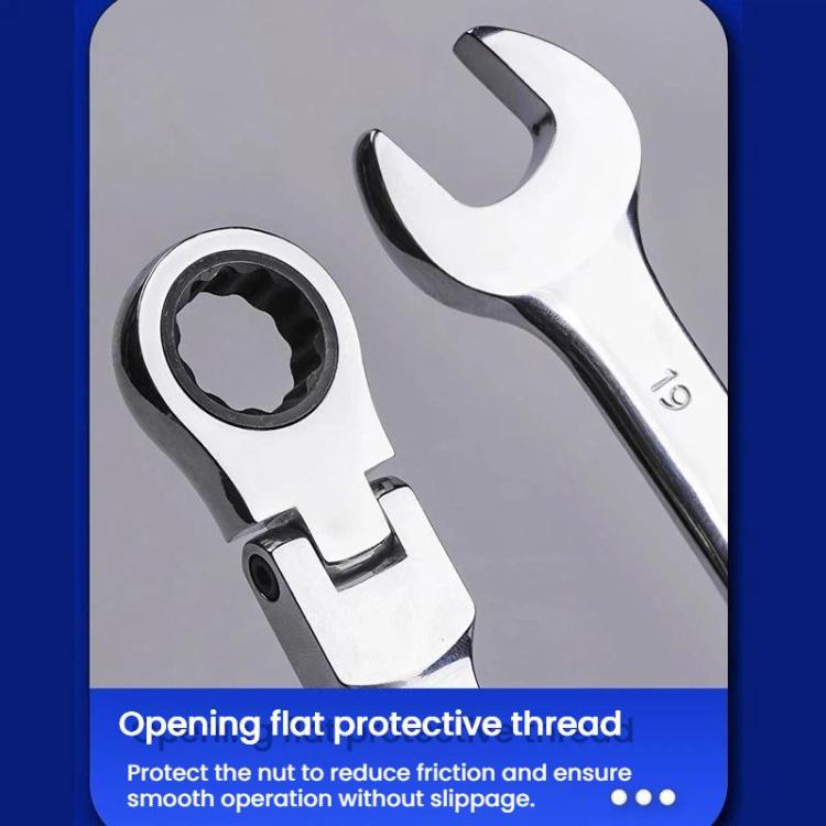 7pcs /Set Dual-Drive Ratchet Wrench 8-19mm Quick-Release Non-Slip Socket Spanner, Fixed Head, Flex Head