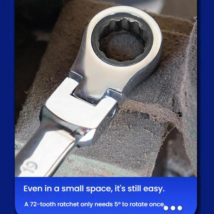 7pcs /Set Dual-Drive Ratchet Wrench 8-19mm Quick-Release Non-Slip Socket Spanner, Fixed Head, Flex Head