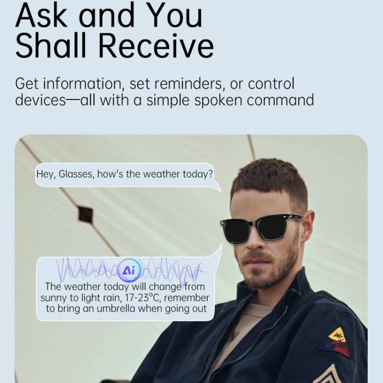 V6 Max UV Protection Smart Glasses Support Bluetooth Calling, Music Play & AI Assistant