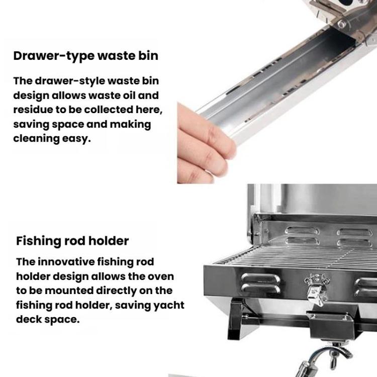 Stainless Steel Yacht BBQ Grill Outdoor Boat Grill Canister Stove, No Bracket, With Bracket