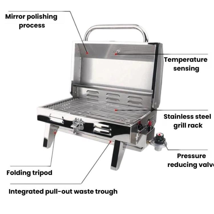 Stainless Steel Yacht BBQ Grill Outdoor Boat Grill Canister Stove, No Bracket, With Bracket