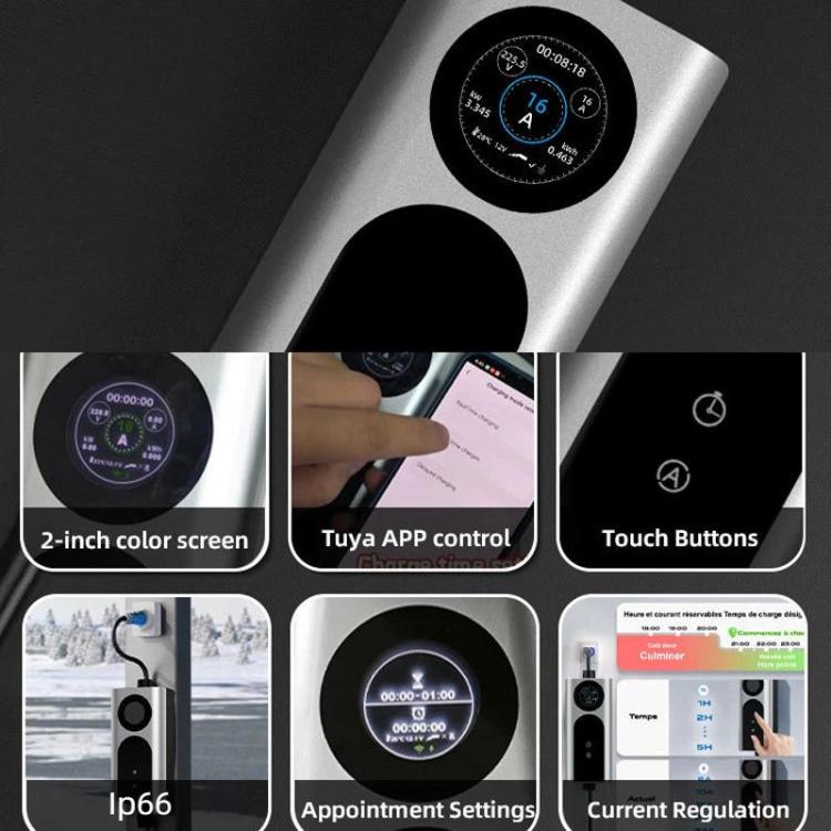 European Standard Portable Car Charger With Display Portable AC Charging Cable For Home Use, 7KW, 3.5KW, 11KW, 22KW