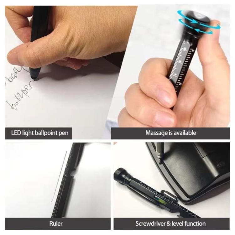 12-In-1 Multifunctional EDC Tool Pen With LED Light, Ruler Scale, Stylus, Bottle Opener & Magnetic Tip For Fidget Relief