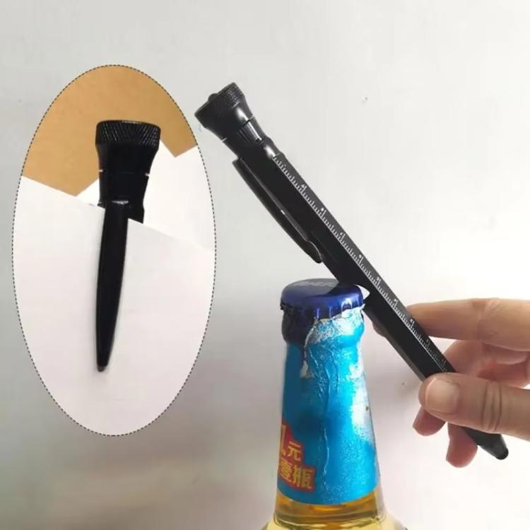 12-In-1 Multifunctional EDC Tool Pen With LED Light, Ruler Scale, Stylus, Bottle Opener & Magnetic Tip For Fidget Relief