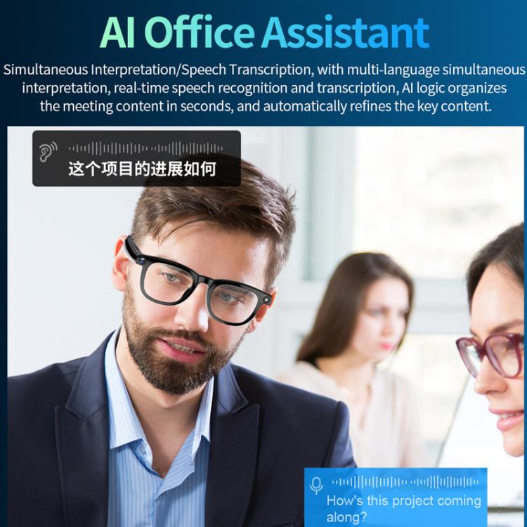 CY01 Smart Glasses Support 8MP Video Recording, AI Simultaneous Translation & Human Recognition, 16GB, 32GB