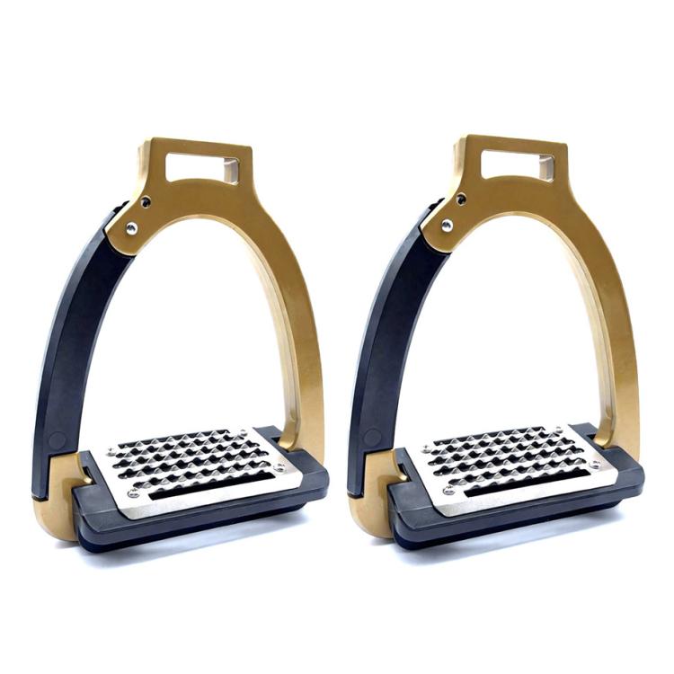 1pair Aluminum Alloy Side-Opening Safety Stirrup, Adult Size Gold, Adult Size Dark Blue, Adult Size Matte Black, Kids Size Gold, Kids Size Dark Blue, Kids Size Matte Black