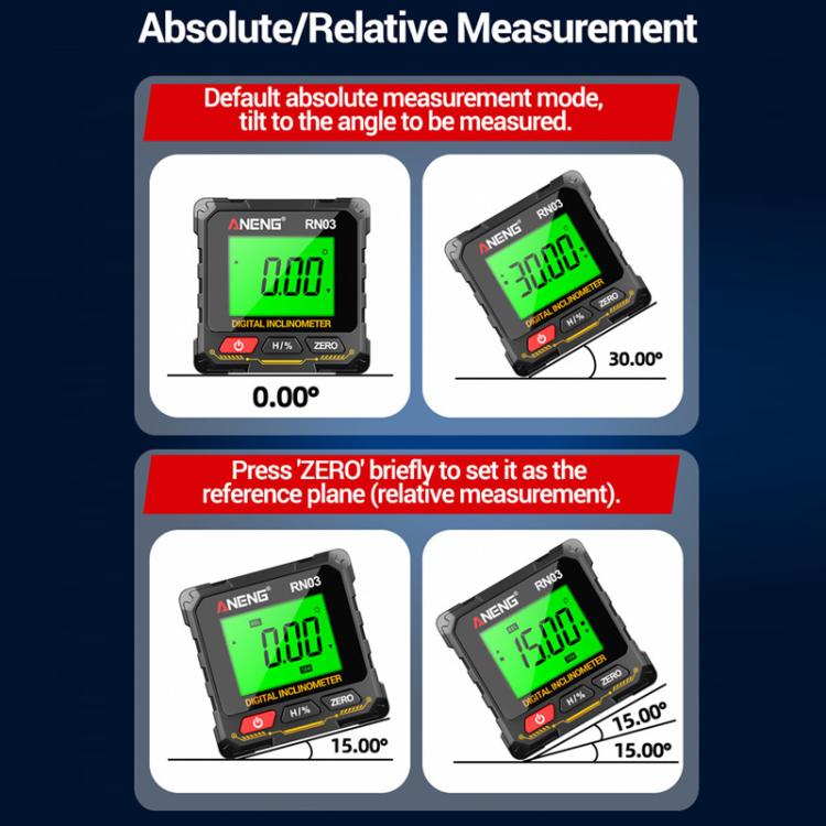 ANENG Digital Display Magnetic Inclinometer Laser Level, RN03