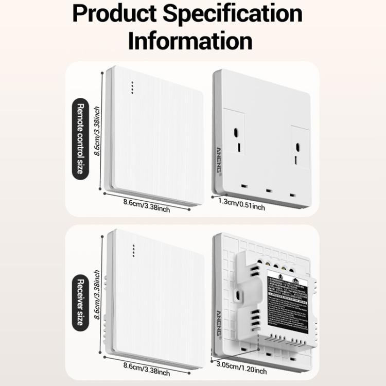 ANENG Remote Control Wireless Smart Home Lighting Panel, One-Gang, Two-Gang, Three-Gang