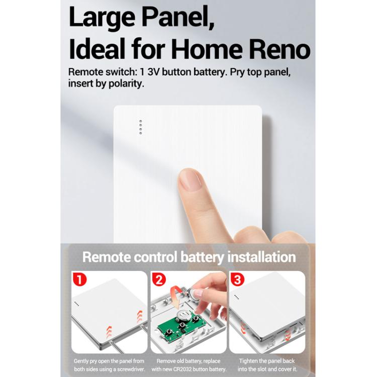 ANENG Remote Control Wireless Smart Home Lighting Panel, One-Gang, Two-Gang, Three-Gang