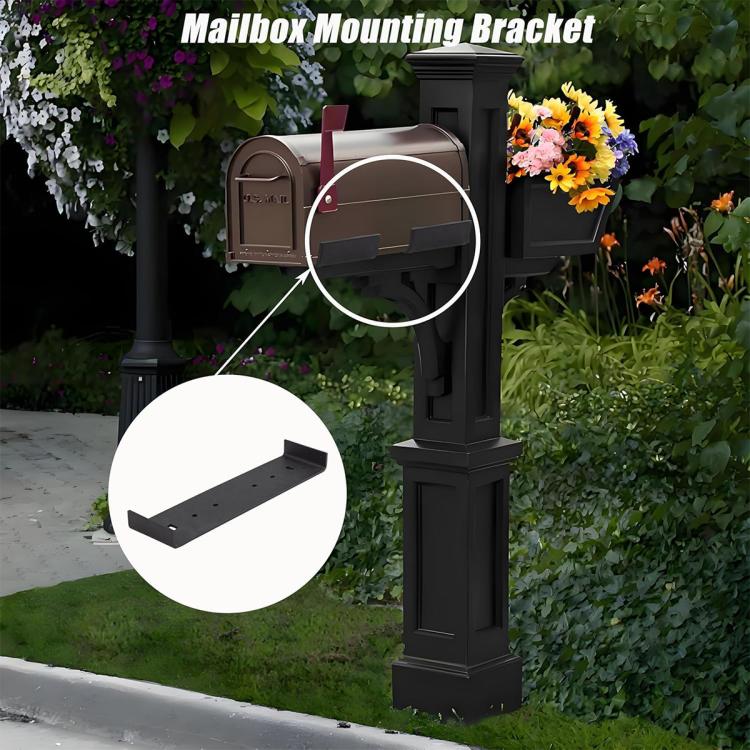 Heavy Iron Mailbox Mounting Bracket Supports Large Mailboxes Up To 8-Inch Wide, 200x50x17mm