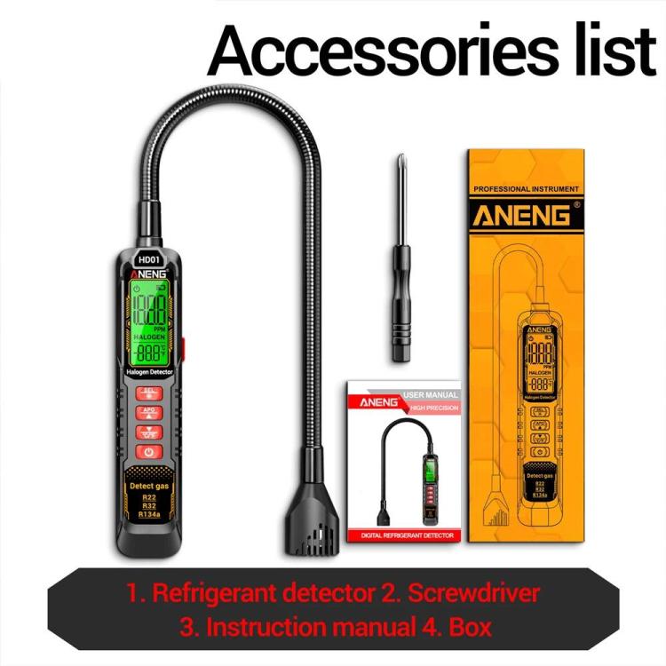 ANENG Air Conditioner Refrigerant Car Halogen Leak Detector, Battery, Rechargeable