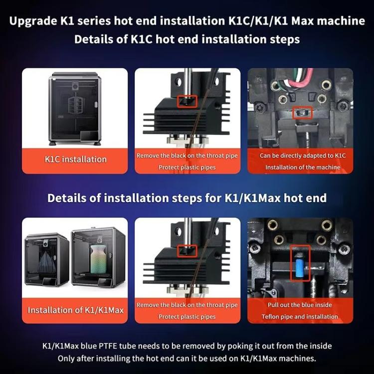 For Creality K1 / K1C / K1 Max Ceramic Hot End Kit High Flow Printer Accessory, 0.2mm, 0.4mm, 0.6mm, 0.8mm, Without Heatsink 0.2mm, Without Heatsink 0.4mm, Without Heatsink 0.6mm, Without Heatsink 0.8mm, 0.2mm For Machines After 2025                   ...