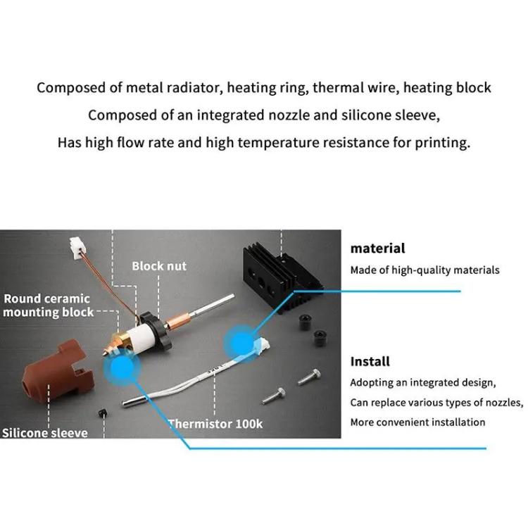 For Creality K1 / K1C / K1 Max Ceramic Hot End Kit High Flow Printer Accessory, 0.2mm, 0.4mm, 0.6mm, 0.8mm, Without Heatsink 0.2mm, Without Heatsink 0.4mm, Without Heatsink 0.6mm, Without Heatsink 0.8mm, 0.2mm For Machines After 2025                   ...