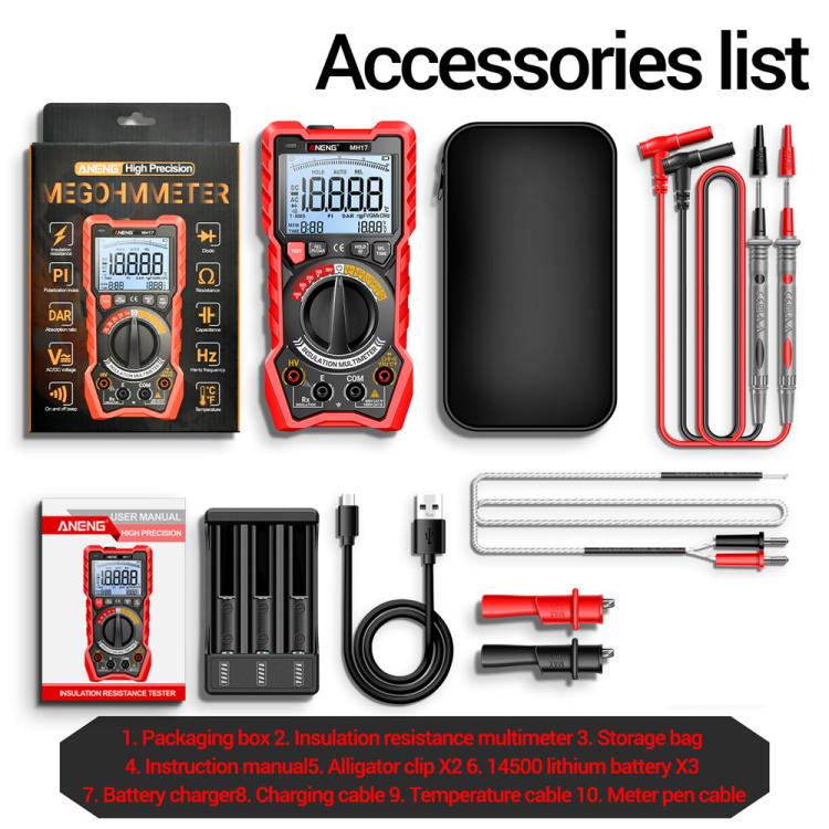 ANENG 1000V Insulation Resistance Tester Digital Megohmmeter, MH17