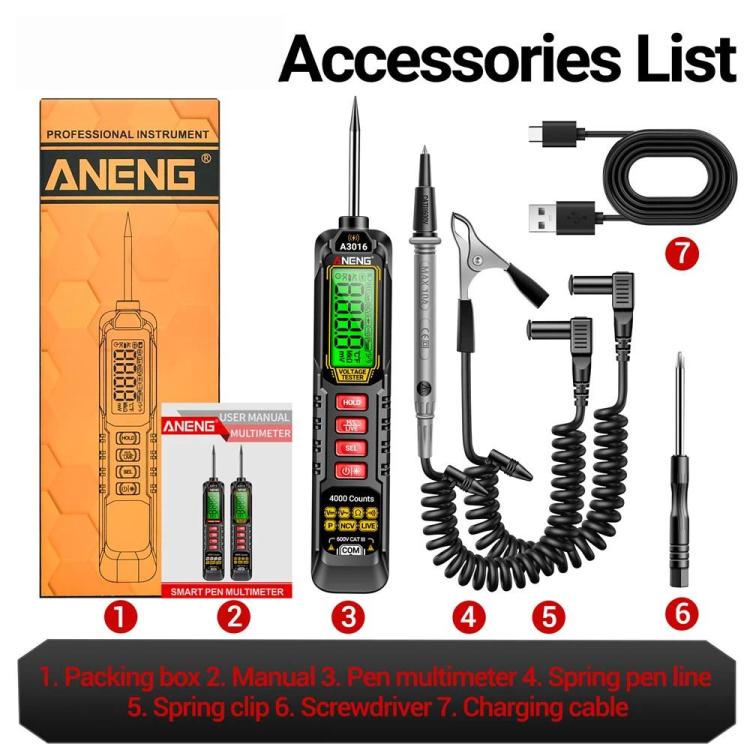 ANENG Digital Intelligent Car Repair Pen Multimeter, A3016 Lithium Battery, A3015 Battery
