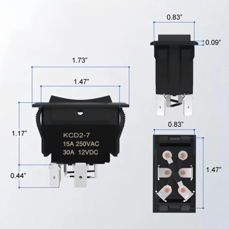 Car Modified 4-Pin Double Reset Lift Switch Rocker Switch Panel, KCD2-7 UP-DOWN
