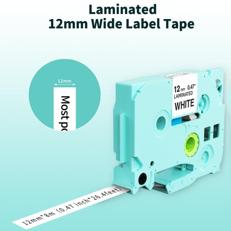 Phomemo 12mm x 8m Printer Ribbon Compatible with P3200/E1000/D1000 Label Printer, TP-BK, WH-BK, RD-BK, BL-BK, YL-BK, GN-BK, SL-BK, GD-BK, TB-BK, WH-RD, WH-BL, TP-WH, BK-WH, RD-WH, BL-WH, TB-WH, LP-BK, CBL-WH-BK, CBL-YL-BK, CBL-GN-BK, CBL-BL-BK, FL-YL-B...