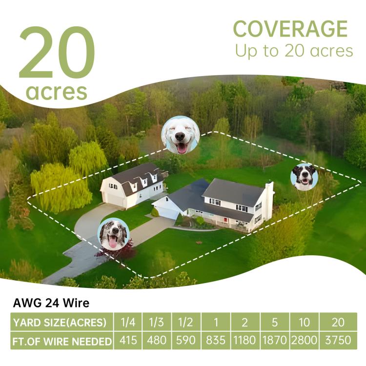 F600 Outdoor Pet Wired Electric Dog Fence 10-Level Precision Boundary Control, F600
