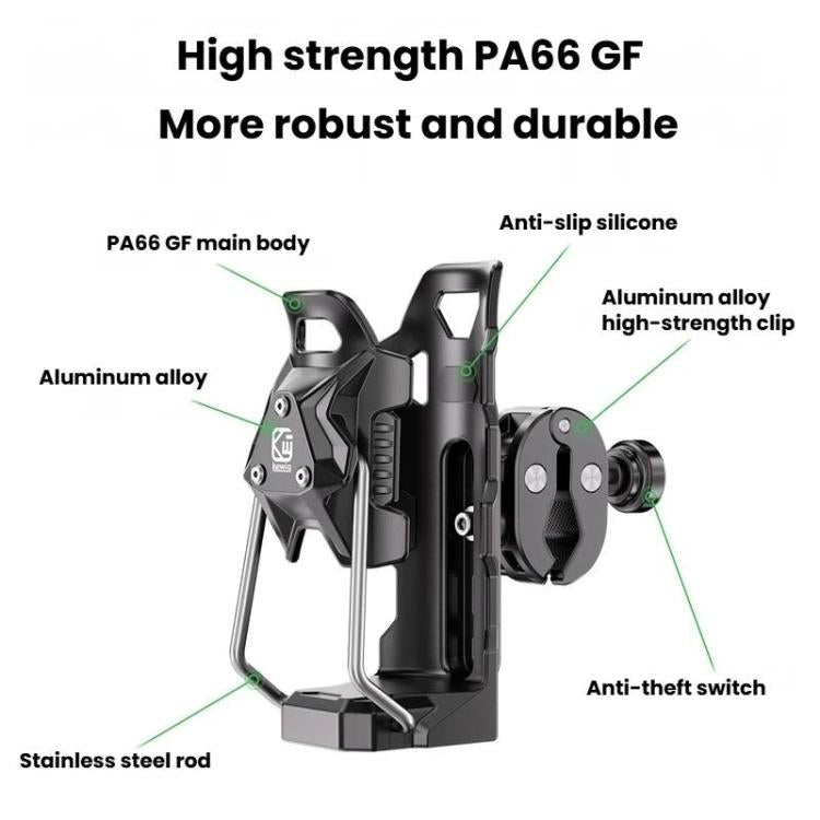 Adaptive Anti-Slip Water Bottle Holder For Motorcycles & Bicycles 360-Degree Rotating Anti-Theft Cup Holder, Kewig SHJ-6