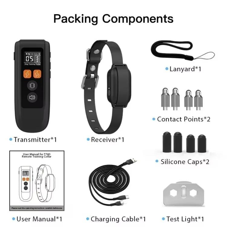 T740 Rechargeable Remote Dog Training Collar IP67 Waterproof  Pet Trainer, T740