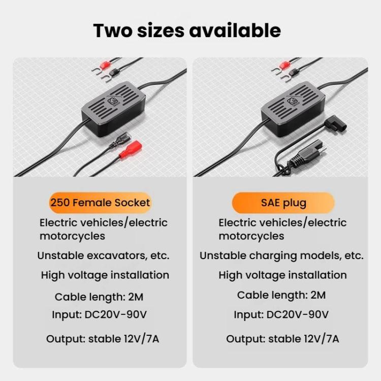 Kewig KWG-JY 20-90V To 12V Electric Vehicle Power Regulator Modified Car Charger Terminals, 250 Female Socket, SAE Plug