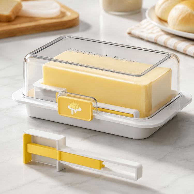 Easy Butter Cutter & Keeper with Lid Includes Convenient Measuring Spoon for Perfect Slices & Portions