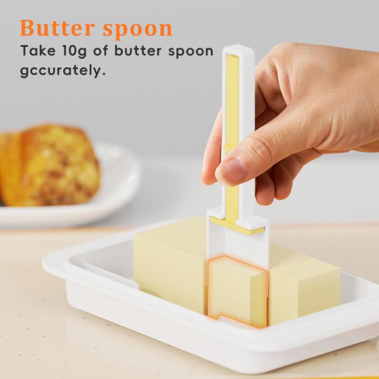 Easy Butter Cutter & Keeper with Lid Includes Convenient Measuring Spoon for Perfect Slices & Portions