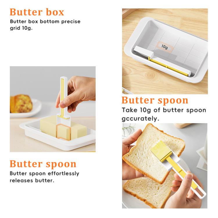 Easy Butter Cutter & Keeper with Lid Includes Convenient Measuring Spoon for Perfect Slices & Portions