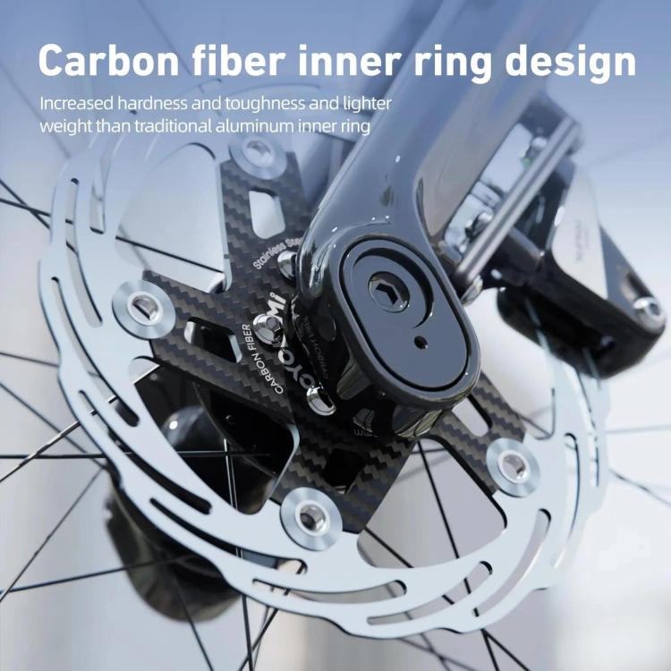 CYCLAMI Bicycle Ultra-Lightweight Carbon Fiber Brake Rotor Center-lock 6-bolt Disc Brake, 160mm, 180mm