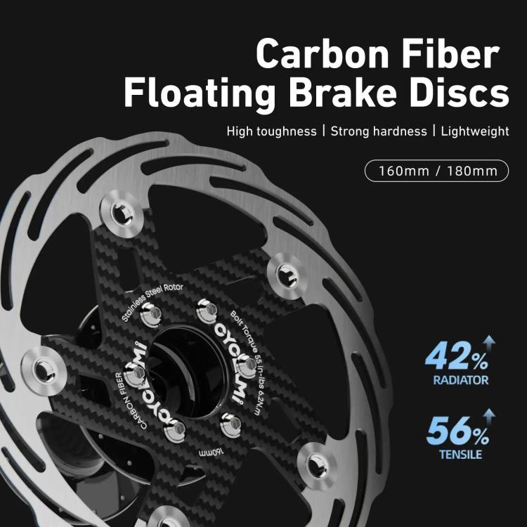CYCLAMI Bicycle Ultra-Lightweight Carbon Fiber Brake Rotor Center-lock 6-bolt Disc Brake, 160mm, 180mm