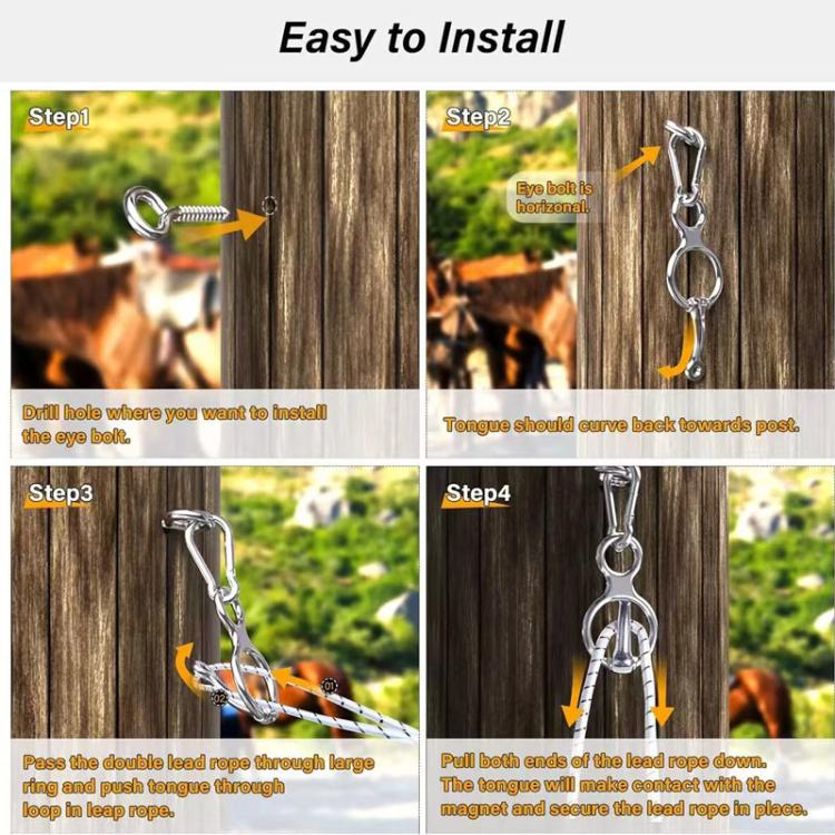 3pcs /Set Safety Rope Buckles Equestrian Barn Stainless Steel Horse Tether Buckles