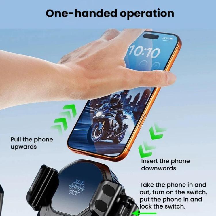 Kewig M33 Pro Shock-Absorbing Heat-Dissipating Wireless Charging Phone Mount Motorcycle Fan Cooling Anti-Shake Stand, Handlebar, Rearview Mirror, Rearview Mirror Stem, M8/M10 Screw, Front Fork Mount, Strong Clamp