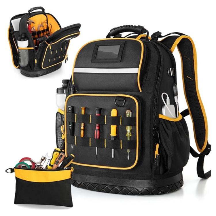 Oxford Cloth Tool Backpack With Rubber Base Multiple Pockets & 15.6-Inch Laptop Compartment