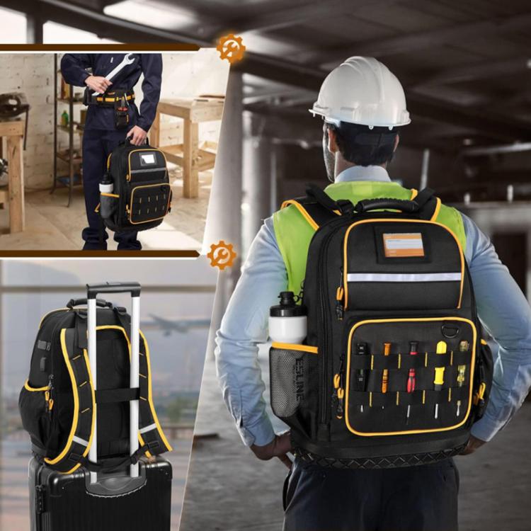 Oxford Cloth Tool Backpack With Rubber Base Multiple Pockets & 15.6-Inch Laptop Compartment