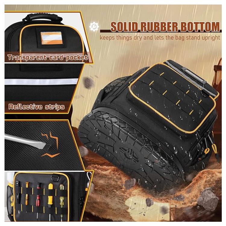 Oxford Cloth Tool Backpack With Rubber Base Multiple Pockets & 15.6-Inch Laptop Compartment