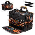 17-inch Heavy-Duty Tool Bag Portable Tote with 46-Pocket Organization, Non-Slip Rubber Base & Shoulder Strap