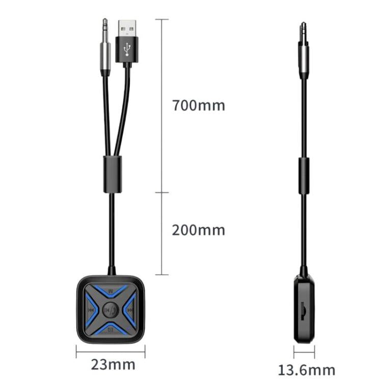 W21 AUX Hands-Free Calling Bluetooth 5.3 Receiver Car Wireless Audio Adapter, W21