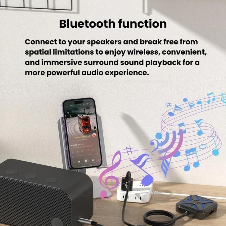 W21 AUX Hands-Free Calling Bluetooth 5.3 Receiver Car Wireless Audio Adapter, W21