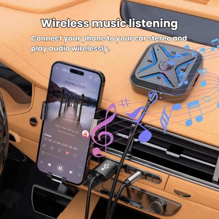 W21 AUX Hands-Free Calling Bluetooth 5.3 Receiver Car Wireless Audio Adapter, W21