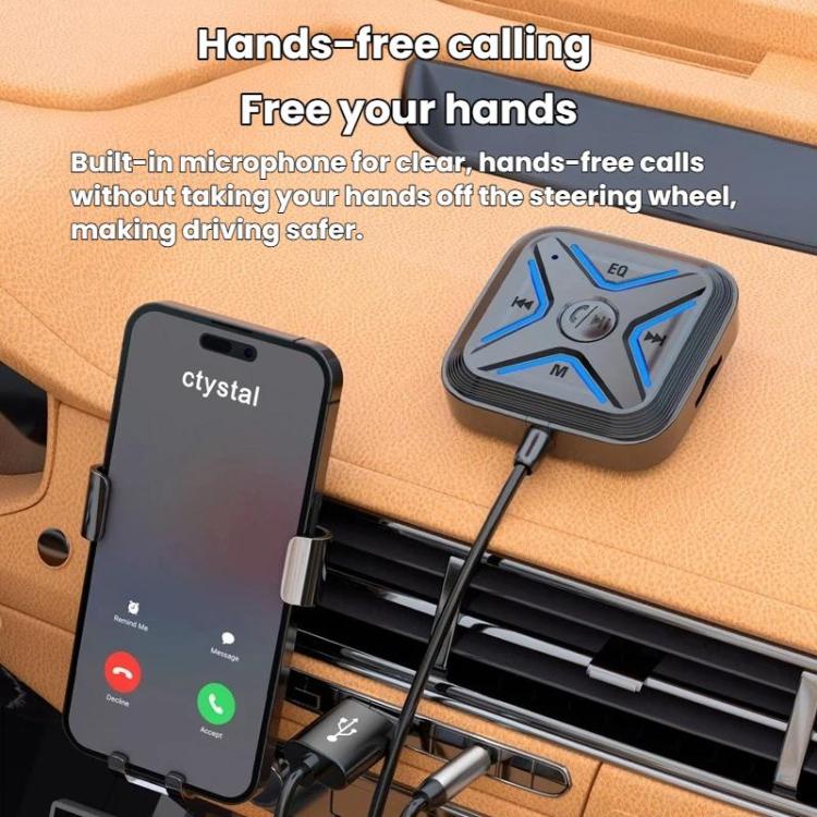 W21 AUX Hands-Free Calling Bluetooth 5.3 Receiver Car Wireless Audio Adapter, W21