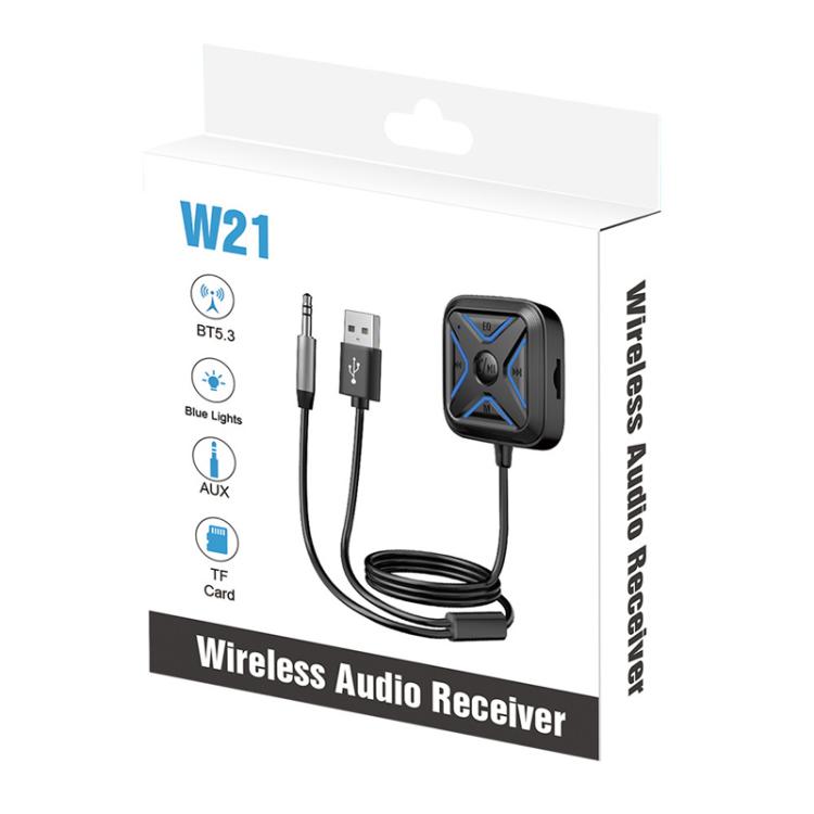 W21 AUX Hands-Free Calling Bluetooth 5.3 Receiver Car Wireless Audio Adapter, W21