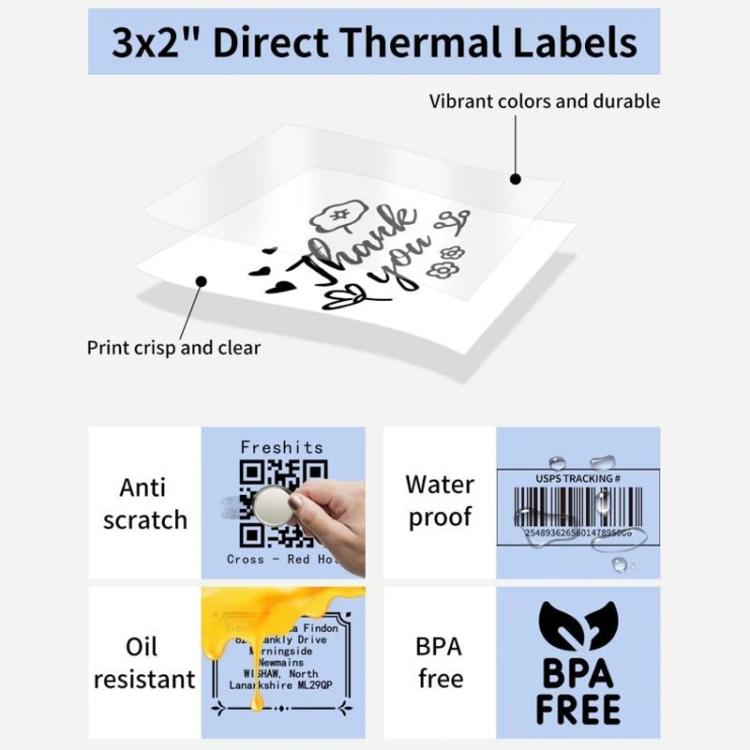 Phomemo 3 x 2 Inch Shipping Label Stickers for PM241-BT/PM246S/D520-BT Printer, White-1240Sheets, Y1-Yellow-500Sheets, Y2-Yellow-500Sheets, Z2-Brown-500Sheets (, PY1-Pink-500Sheets, PY2-Pink-500Sheets